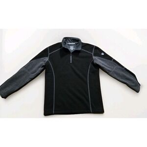 KUHL Kashmira Youth Medium Black & Gray Fleece Lined 1/4 Zip Mock Neck Sweater